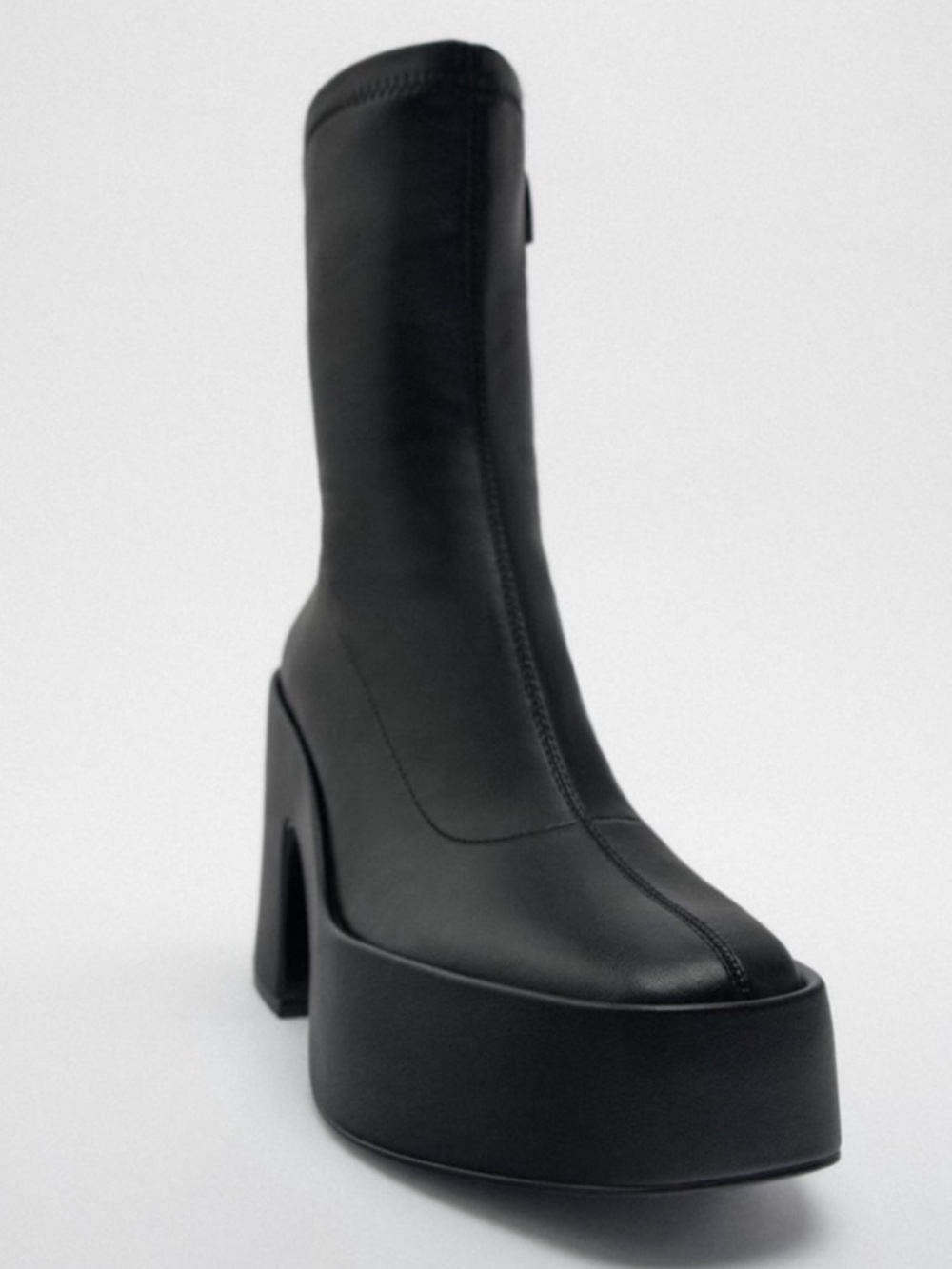 Zara Black Chunky Platform Ankle Boots NWT - Picture 2 of 10